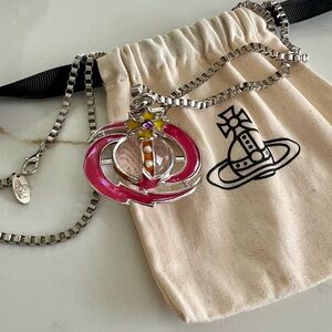 Vivienne Westwood Pink and Silver Charm Necklace